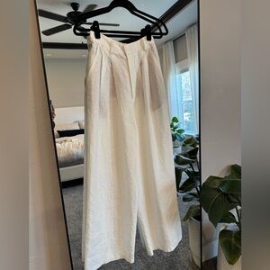 ENZA COSTA Linen Pleated
Wide Leg Pants Womens 26
White Undyed Lightweight NWOT